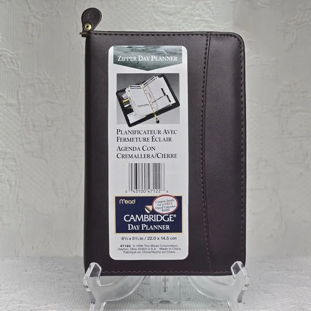 Cambridge Day Planner 90s New Ruler Card Holder Calendar Note Book Maroon